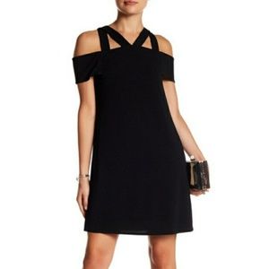 London Times Cold Shoulder Black LBD Dress sz 12